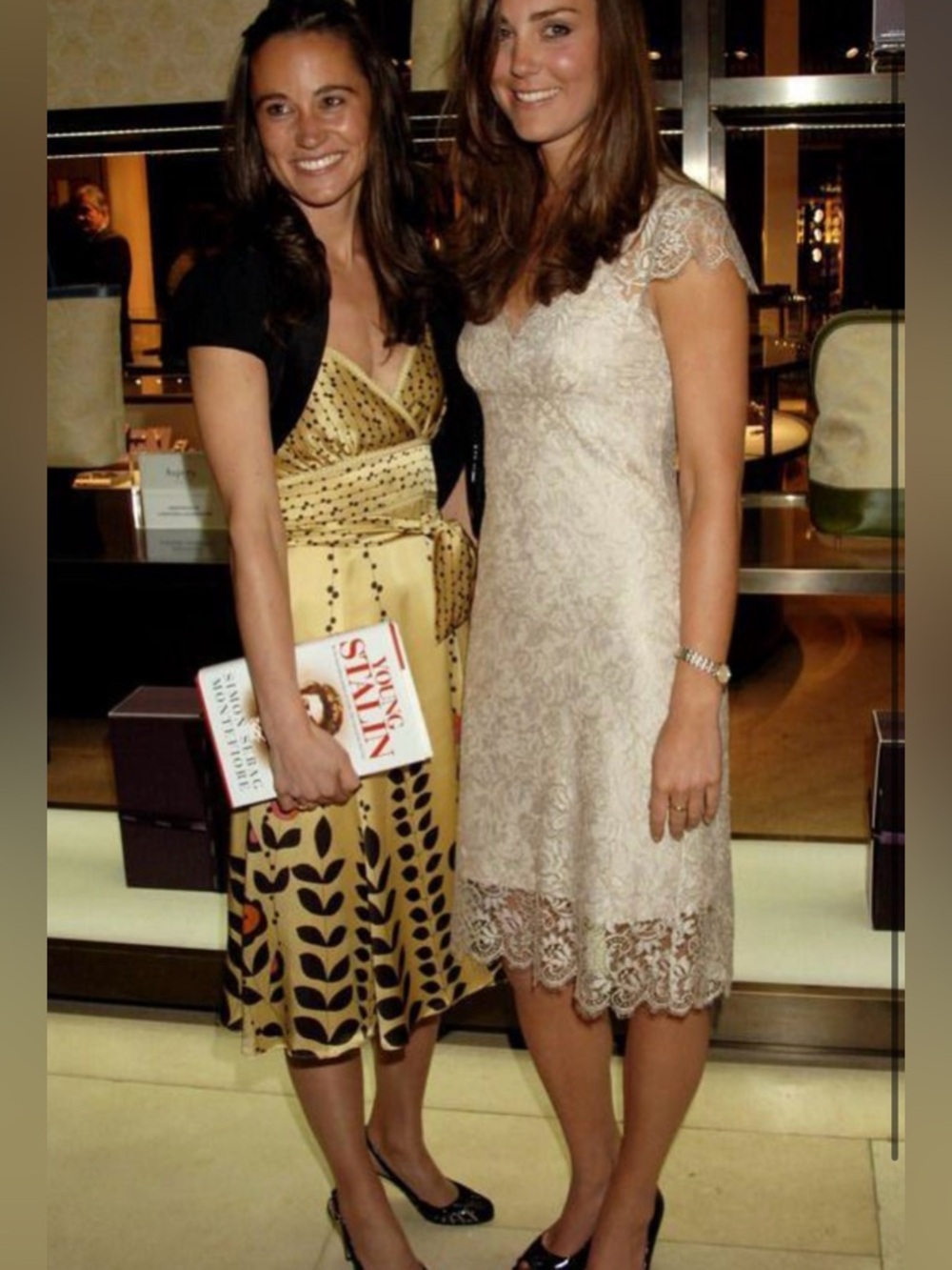Ted Baker yellow and brown silk midi dress